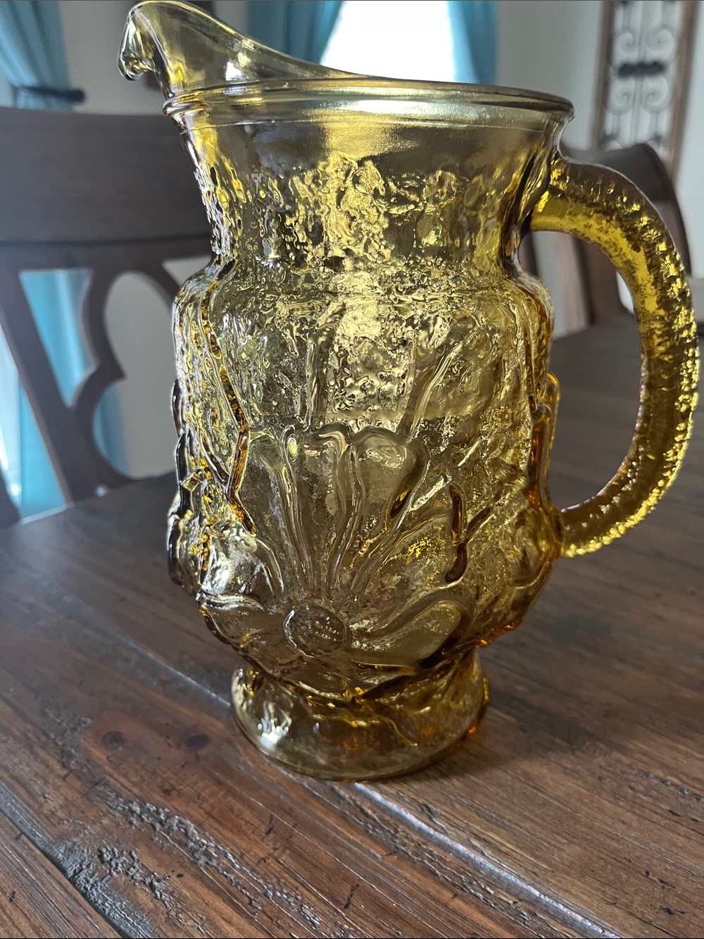 Vintage Amber Anchor Hocking Pitcher with 4 Matching Juice Glasses - Picture 2 of 8